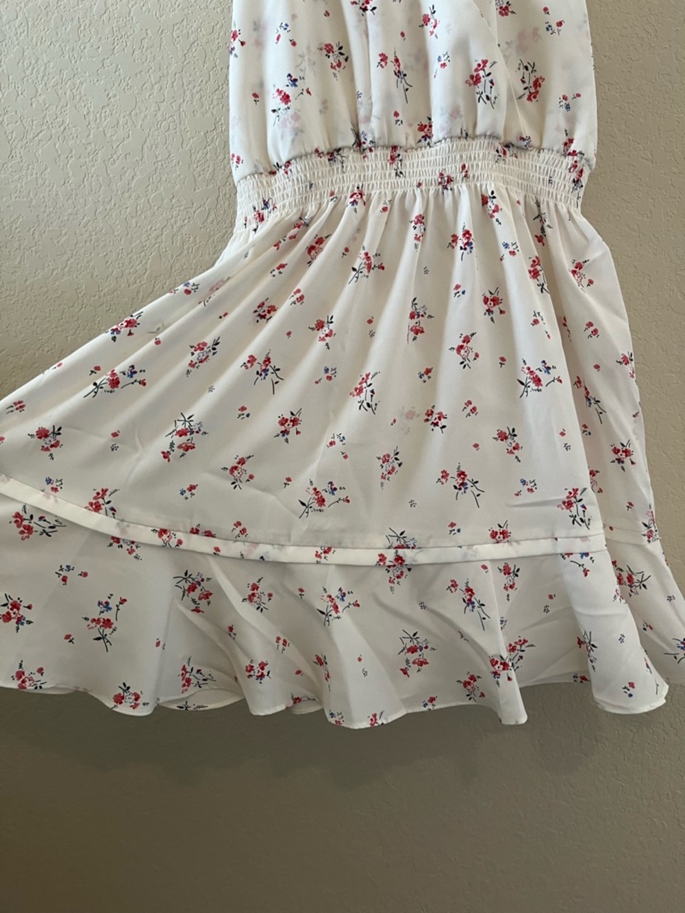 Parker Nathan Women’s White Floral Halter Mini Dress Blouson A-Line Size XS - Picture 7 of 9